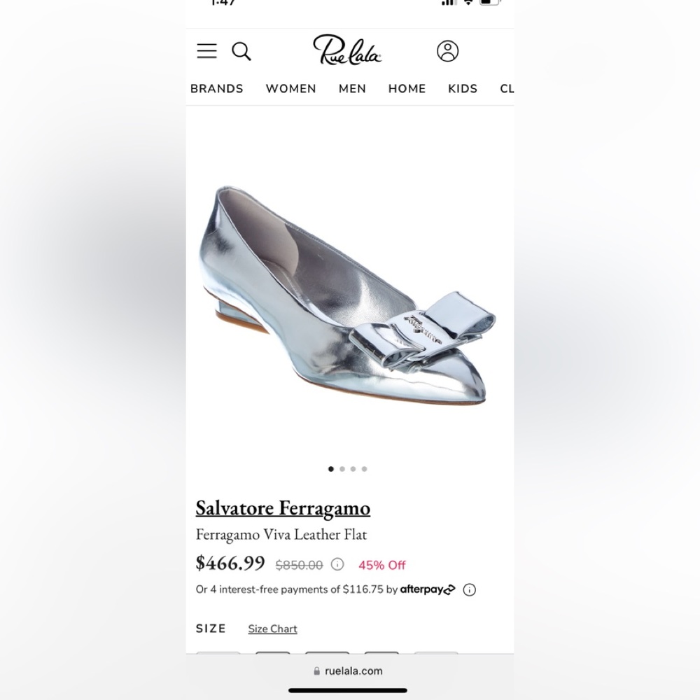 ❌sold❌ Authentic Ferragamo Viva leather silver mirror flats - Picture 16 of 17